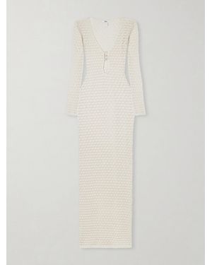 SARA CRISTINA Marina Pearl-Embellished Crocheted Cotton Coverup - White