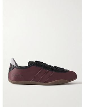 adidas Originals Y-3 Tokyo Leather-Trimmed Satin Sneakers - Brown