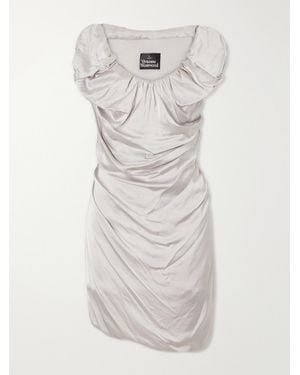 Vivienne Westwood Ginnie Gathered Satin Mini Dress - White