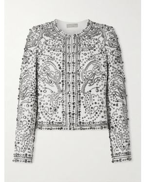 Elie Saab Studded And Crystal-Embellished Cady Jacket - White