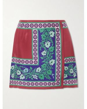 La DoubleJ Foulard Printed Silk Mini Skirt - Red