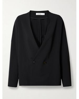 FFORME Velma Double-Breasted Wool-Blend Crepe Blazer - Black