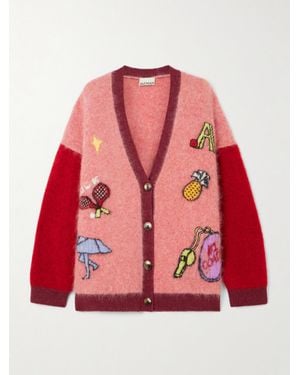 ALÉMAIS Anouk Colantoni Court Oversized-Cardigan Aus Jacquard-Strick - Rot