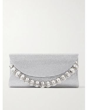 Judith Leiber Taylor Crystal-Embellished Satin Clutch - Grey