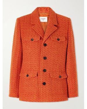 Saint Laurent Wool-Blend Tweed Blazer - Orange