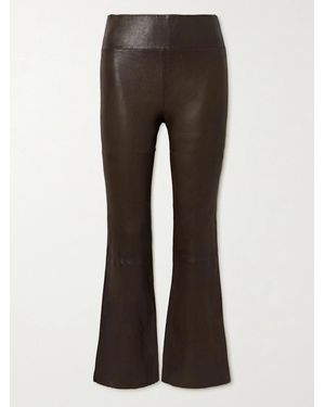 SPRWMN Leather Flared Trousers - Brown