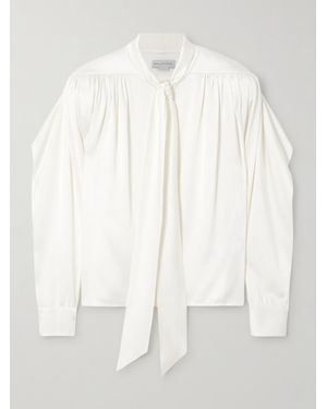 Stella McCartney Bluse Aus Satin Mit Raffungen Und Schluppe - Weiß