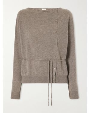 St. Agni Asymmetrical Belted Cashmere Cardigan - Brown