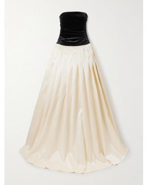 Sabina Bilenko Vanilla Velvet And Pleated Mikado Gown - Natural