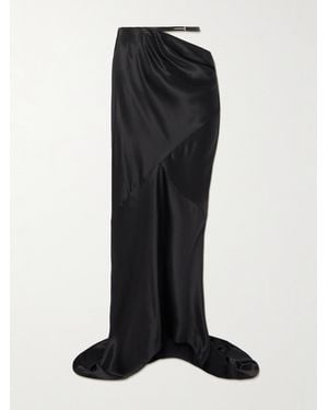 Tom Ford Maxirock Aus Seidensatin Mit Raffungen Und Gürtel - Schwarz