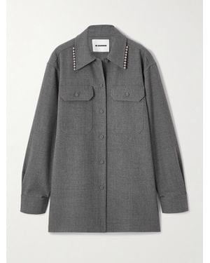 Jil Sander Hemd Aus Wolle Mit Zierperlen - Grau