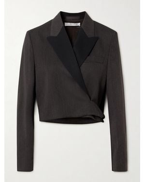 Our Legacy Cropped Wool Wrap Blazer - Black
