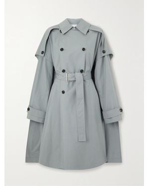 Bottega Veneta Trenchcoat Aus Baumwollgabardine Mit Cape-Effekt - Grau