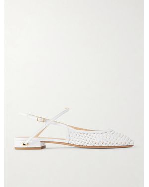 Jennifer Chamandi Mattia 20 Woven Leather Slingback Flats - Natural