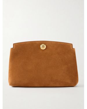 Liffner Pushlock Suede Pouch - Brown