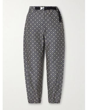Tory Sport Belted Twill-Jacquard Tapered Track Trousers - Grey