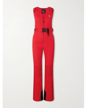 Moncler Belted Appliquéd Quilted Down Ski Suit - Red