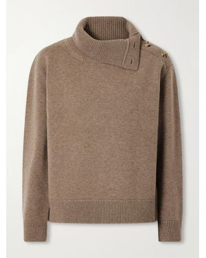 Veronica de Piante Cielo Buttoned Turtleneck Wool And Cashmere-Blend Jumper - Brown