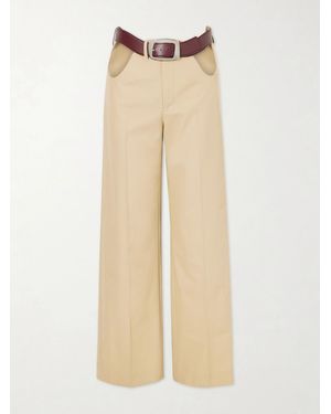 Jean Paul Gaultier Cut-Out Mid-Rise Straight-Leg Cotton Trousers - Natural