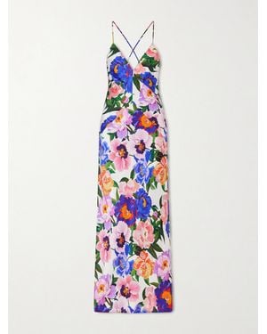 Borgo De Nor Floral-Print Satin-Crepe Maxi Dress - White