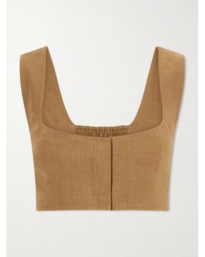 LeKasha Jirja Linen Cropped Top - White