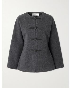 Rohe Leather-Trimmed Wool Cardigan - Black