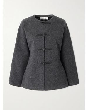 Rohe Cardigan Aus Wolle Mit Lederbesätzen - Schwarz