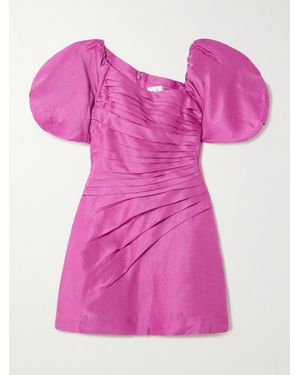 Aje. Cadence Asymmetrisches Minikleid Aus Einer Leinenmischung Mit Falten - Pink