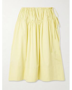 LIBEROWE Eve Tie-Detailed Cotton And Silk-Blend Midi Skirt - Yellow