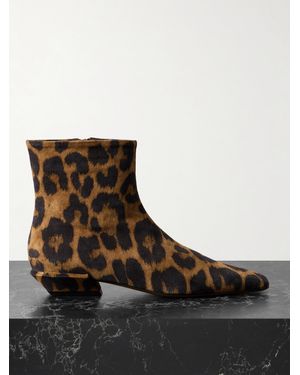 Paris Texas Bettina Leopard-Print Suede Ankle Boots - Brown