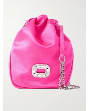 Roger Vivier Pilgrim Nano Crystal-Embellished Satin Shoulder Bag - Pink