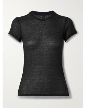 Skims Sheer Cotton T-Shirt – Soot – T-Shirt Aus Stretch-Jersey - Schwarz