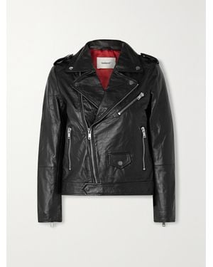 DEADWOOD Net Sustain River Leather Biker Jacket - Black