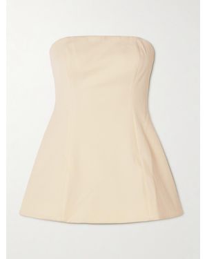 STAUD Silvia Strapless Twill Peplum Top - Natural