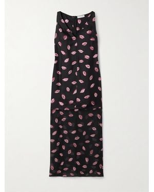 Altuzarra Katrin Layered Printed Silk-Twill And Chiffon Midi Dress - Black