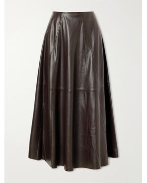 Arma Eleni Paneled Leather Midi Skirt - Brown