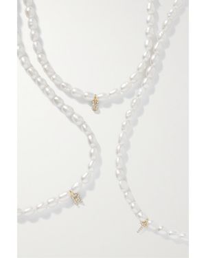 STONE AND STRAND Initial 10-Karat, Pearl And Diamond Necklace - Natural
