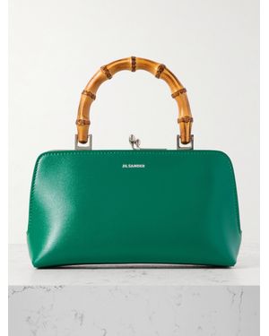 Jil Sander Mini Bamboo And Leather Tote - Green