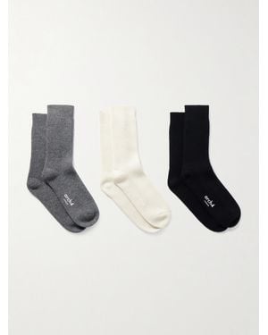 arch4 Lucia Set Of Three Ribbed Cashmere Socks - Natural