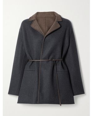 Loro Piana Jimi Reversible Belted Leather-Trimmed Cashmere-Blend Jacket - Black