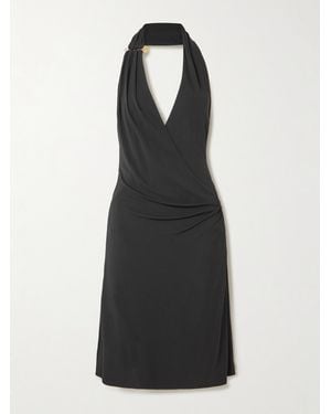 Versace Neckholder-Kleid Aus Stretch-Jersey Mit Raffungen Und Verzierung - Schwarz