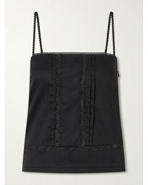 STAUD Corinna Lace-Trimmed Cotton Top - Black