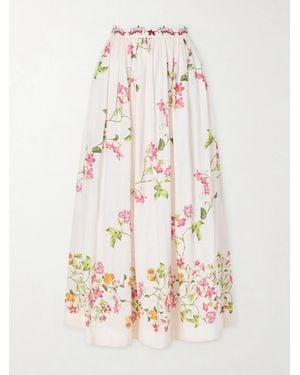 Agua Bendita Tangelo Floral-Print Linen Maxi Skirt - Natural