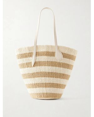Liffner Striped Leather-Trimmed Raffia Tote Bag - Natural