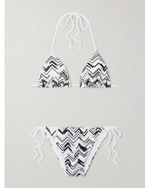 Missoni Mare Striped Crochet-Knit Triangle Bikini - Gray