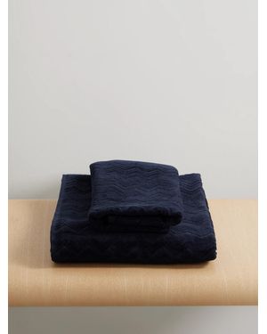 Missoni Chalk Set Aus Zwei Handtüchern Aus Baumwollfrottee Mit Jacquard-Muster - Blau
