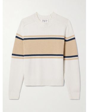 Twp Saddle Striped Cashmere Sweater - Natural