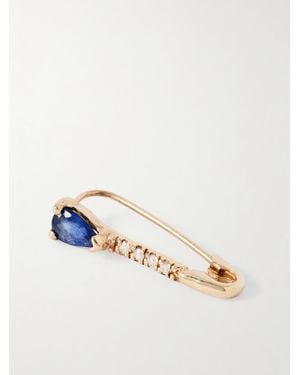 Loren Stewart Safety Pin 14-Karat, Diamond And Sapphire Single Earring - Metallic