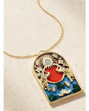 L'Atelier Nawbar Noah's Arch Elephant 18-Karat Multi-Stone Pendant Necklace - Metallic