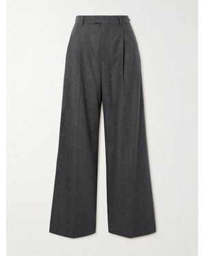 Carven Pleated Wide-Leg Wool Trousers - Grey